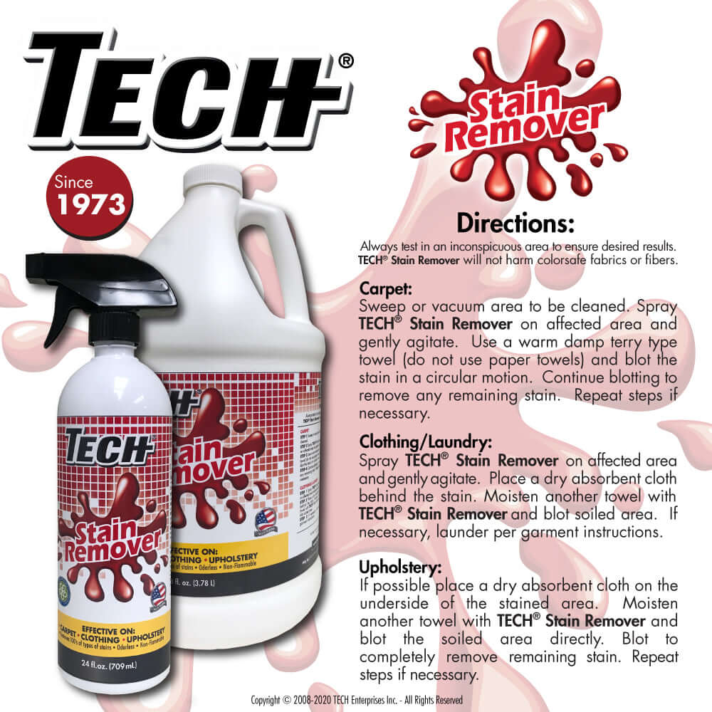 TECH Stain Remover Directions Graphic