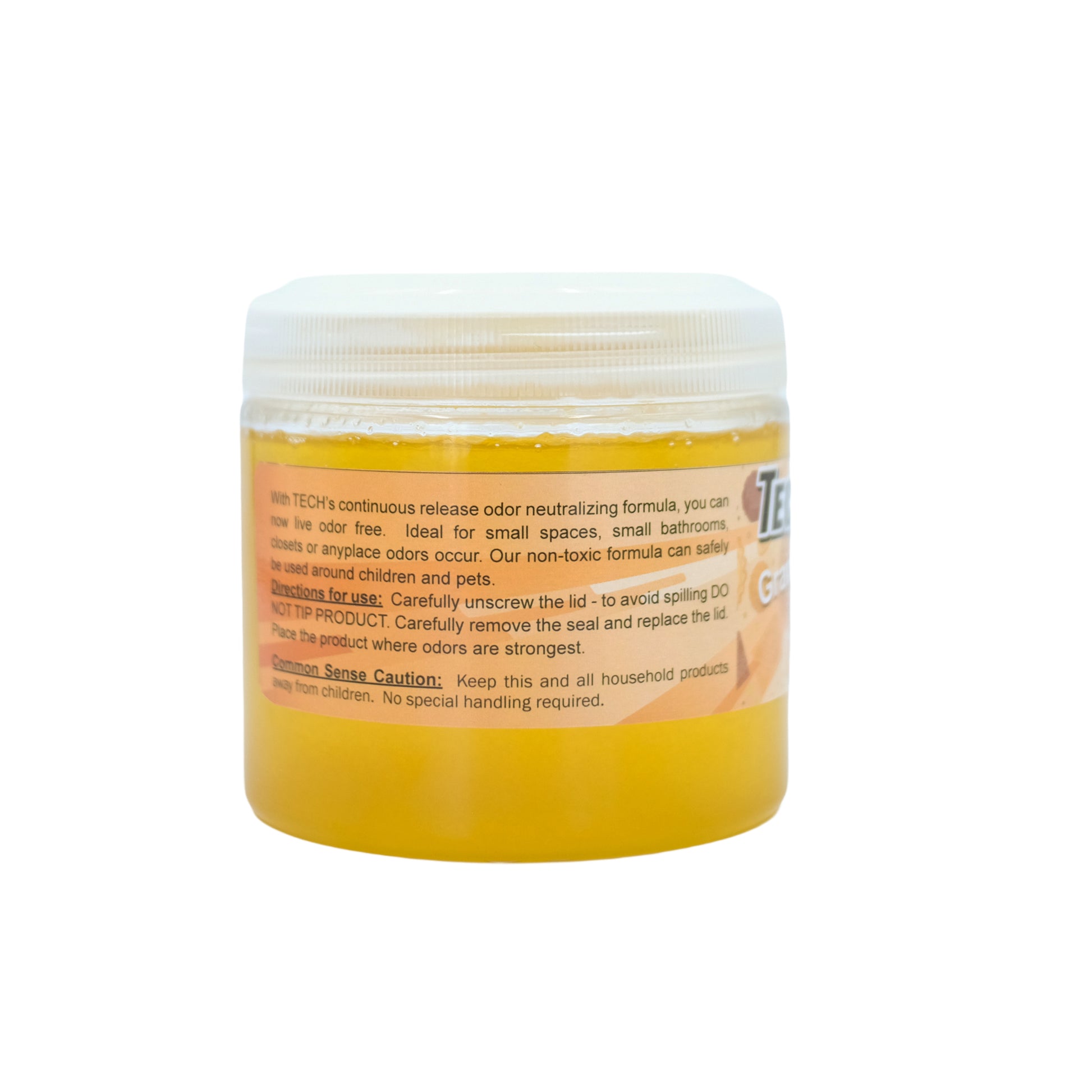 TECH Gel Odor Eliminator Grandmas Kitchen Back side of jar