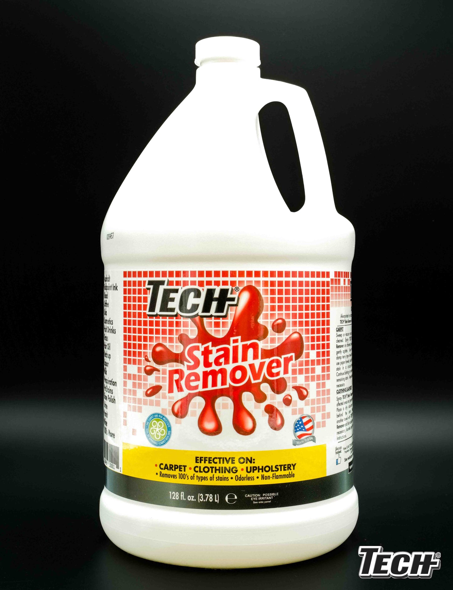 TECH Stain Remover 128 oz Bottle - Effective Stain Remover for Carpet, Clothing, Laundry, Upholstery and Other Washable Fabrics