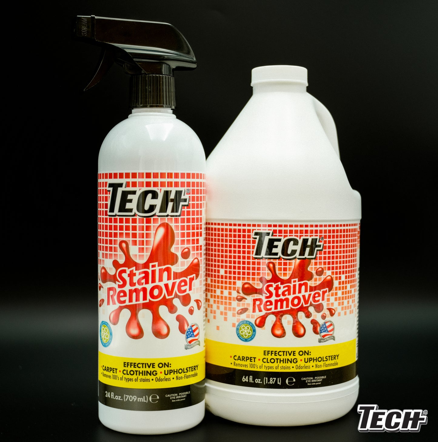 TECH Stain Remover 88 oz Bonus Pack (64 oz bottle + 24 oz Spray Bottle) - Effective Stain Remover Spray for Carpet, Clothing, Laundry, Upholstery and Other Washable Fabrics
