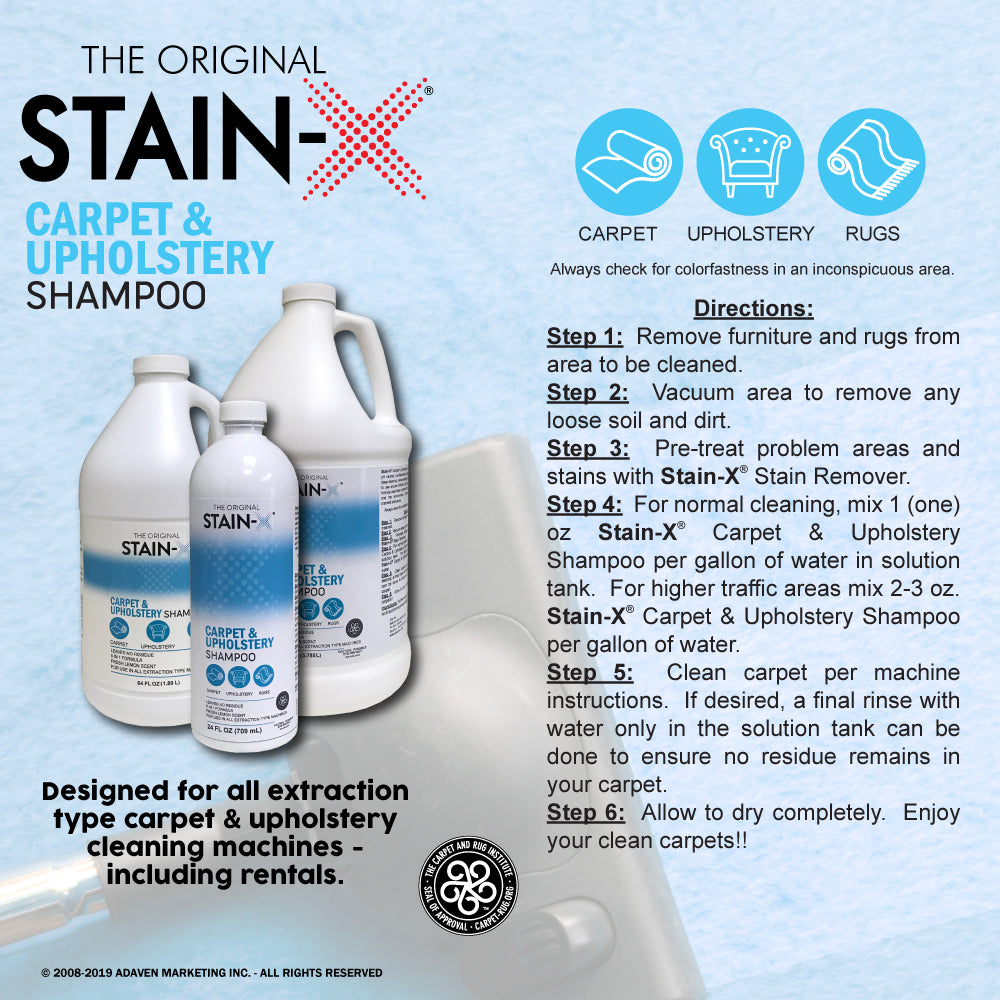 Stain-X Carpet & Upholstery Shampoo Directions