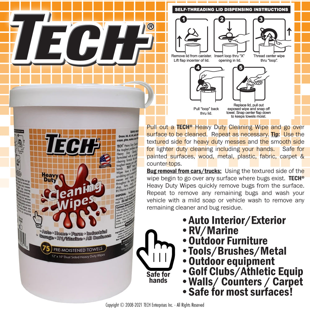 TECH Cleaning Wipes 75 Ct 6 pk