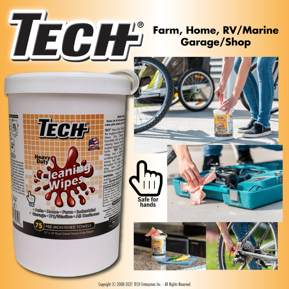 TECH® Heavy Duty Cleaning Wipes 75 CT Graphic