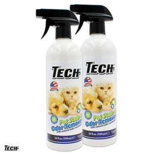 TECH Pet Stain & Odor Remover 24 oz -2 Bottles - For The Toughest Pet Stains & Odors On Carpet And Upholstery Works Without Enzymes
