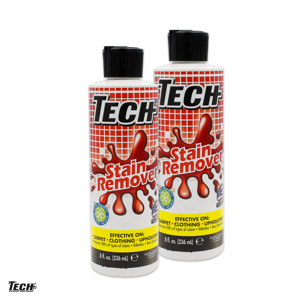 TECH Stain Remover 2 - 8 oz Bottles - Effective Stain Remover for Carpet, Clothing, Laundry, Upholstery and Other Washable Fabrics